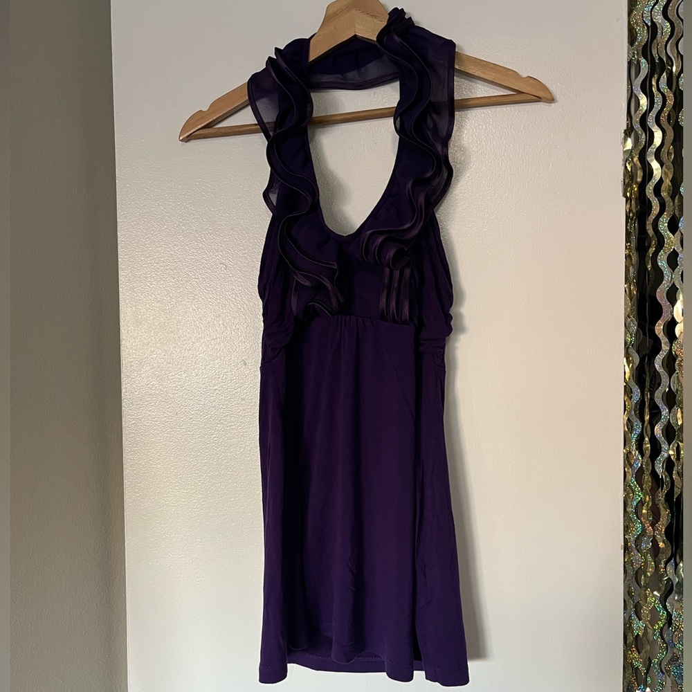Purple Ruffled Halter y2k Top - Picture 3 of 6